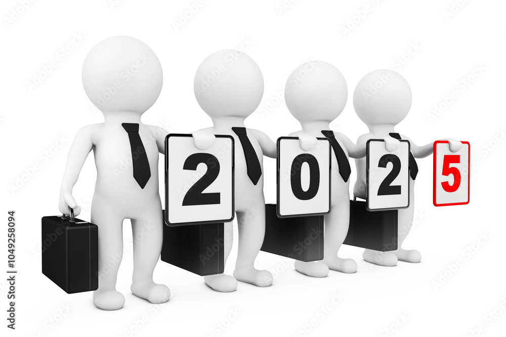 3d Businessmans with New 2025 Year Sign. 3d Rendering 3d Businessmans with New 2025 Year Sign. 3d Rendering