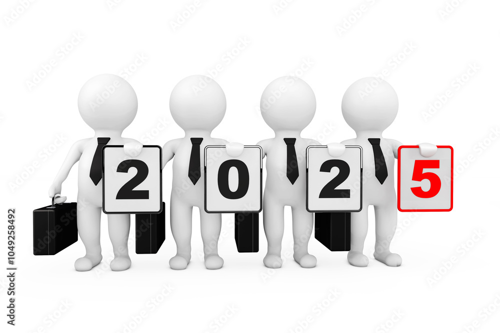 3d Businessmans with New 2025 Year Sign. 3d Rendering 3d Businessmans with New 2025 Year Sign. 3d Rendering