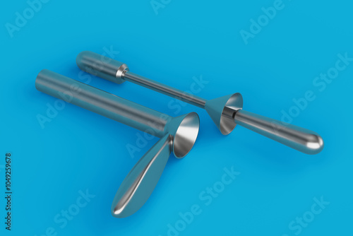 Surgical Stainless Steel Medical Instruments Proctoscope for Examine The Insides Of Anus And Rectum. 3d Rendering photo