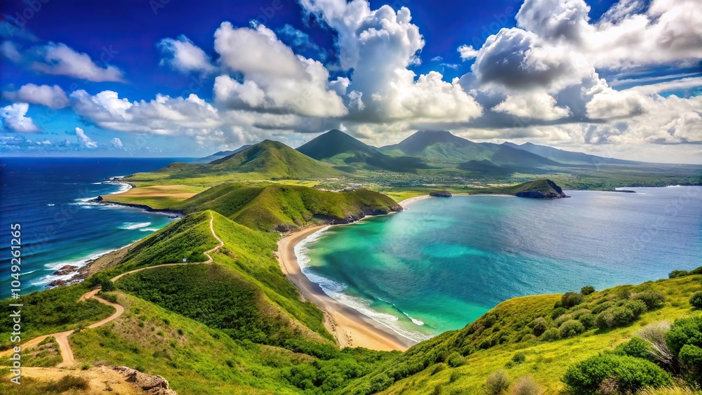 St Kitts landscape featuring both the Atlantic and Caribbean oceans