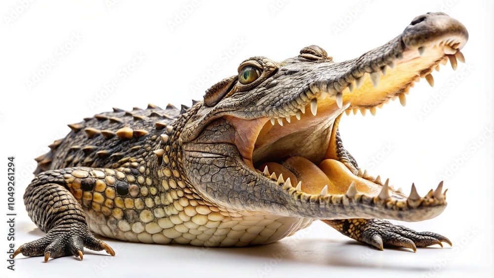 Crocodile with open mouth isolated on white background Crocodile with open mouth isolated on white background