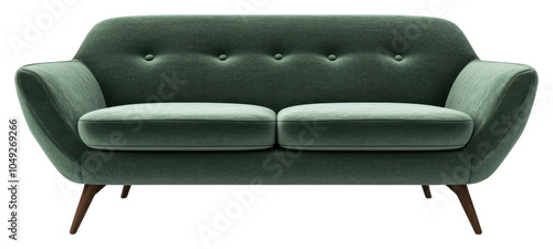 PNG Modern couch furniture mid-century green. photo