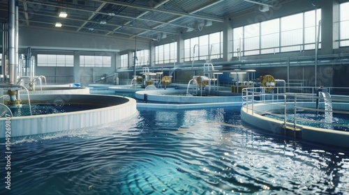 Wallpaper Mural Industrial Water Treatment Facility with Circular Tanks Torontodigital.ca