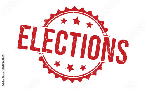 Elections red rubber stamp vector design.