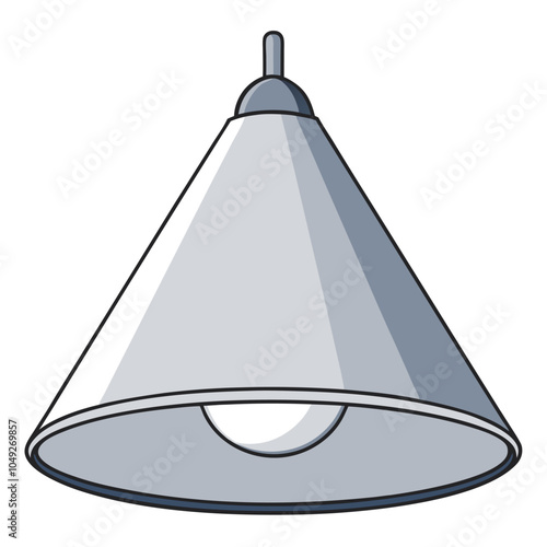 A simple illustration of a metal pendant light, perfect for adding a modern touch to your designs. This clean and minimalist graphic is ideal for home decor projects, interior design illustrations.