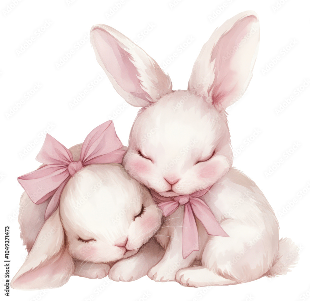 Obraz premium PNG Coquette rabbits illustration bunnies bunny.