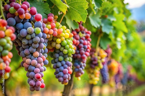 Wallpaper Mural Harvesting of wine grapes from a vineyard with ripe red and green clusters, farm, rural scenery, grapevine Torontodigital.ca