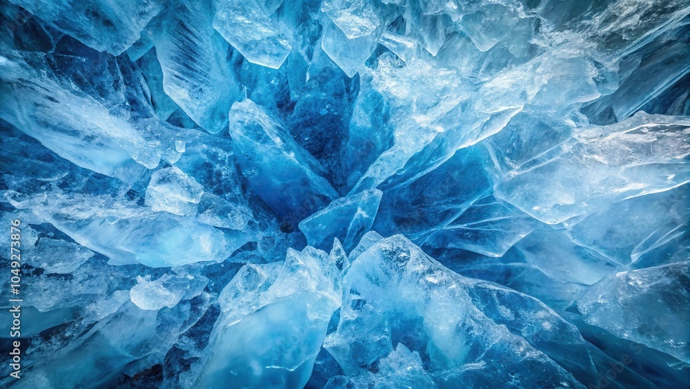Intricate blue ice pattern with deep fissure and texture Intricate blue ice pattern with deep fissure and texture