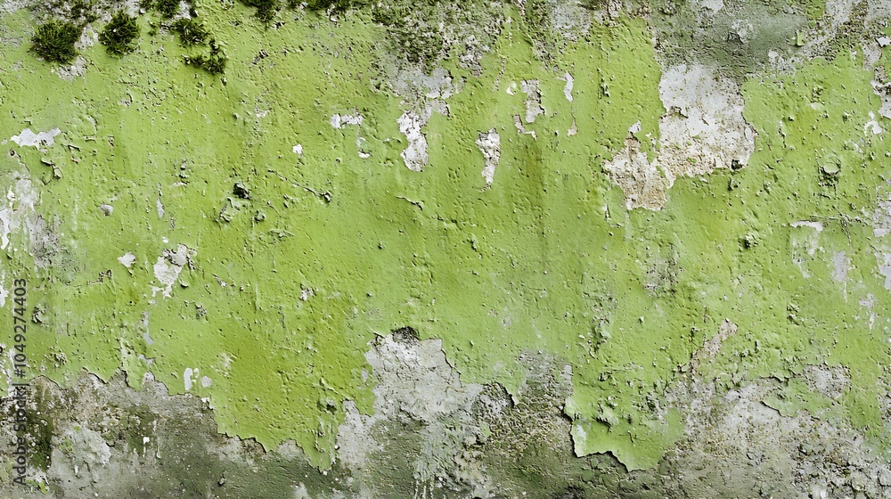 Peeled lime green paint on weathered concrete wall exterior texture : Generative AI Peeled lime green paint on weathered concrete wall exterior texture : Generative AI