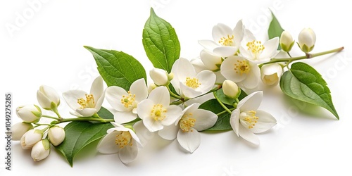 Jasmine flowers on white background high angle view