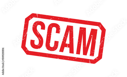 Scam red rubber stamp vector design.