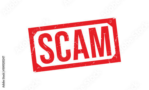 Scam Red rubber stamp on white background. Scam stamp sign. Scam stamp.
