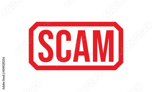 Scam red rubber stamp vector design.