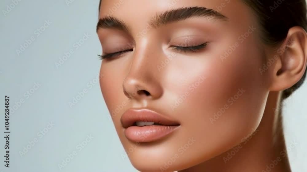 A close-up portrait of a person showcasing natural beauty and flawless skin. A close-up portrait of a person showcasing natural beauty and flawless skin.