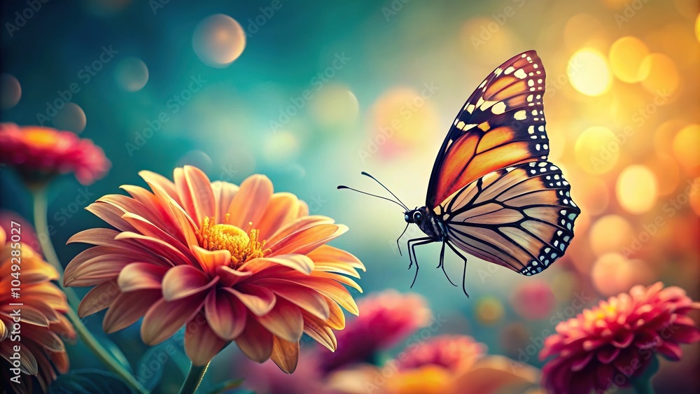 retro background with butterfly and flower retro background with butterfly and flower