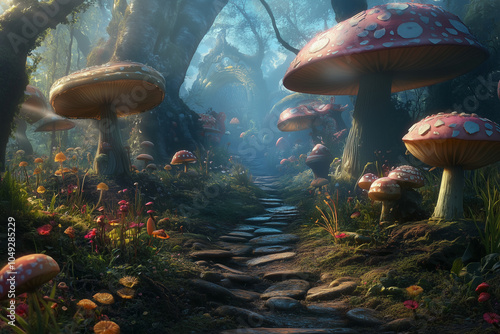 An Alice in wonderland inspired fairy tale fantasy background