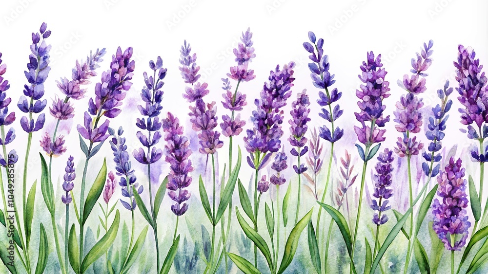 Fototapeta premium seamless lavender border illustration