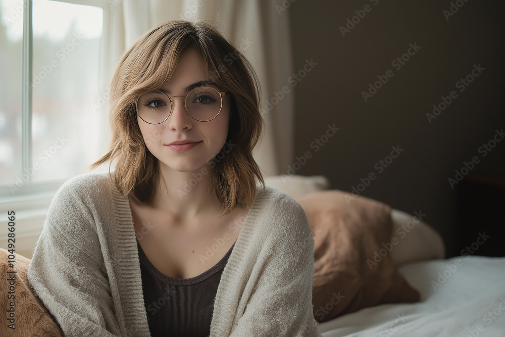 Naklejka premium メガネ女子のポートレート