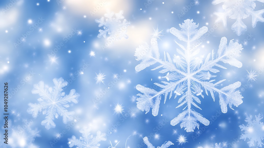 Glittering Snowflakes Against Winter Sky with Soft Colorful Lights and Bokeh : Generative AI Glittering Snowflakes Against Winter Sky with Soft Colorful Lights and Bokeh : Generative AI