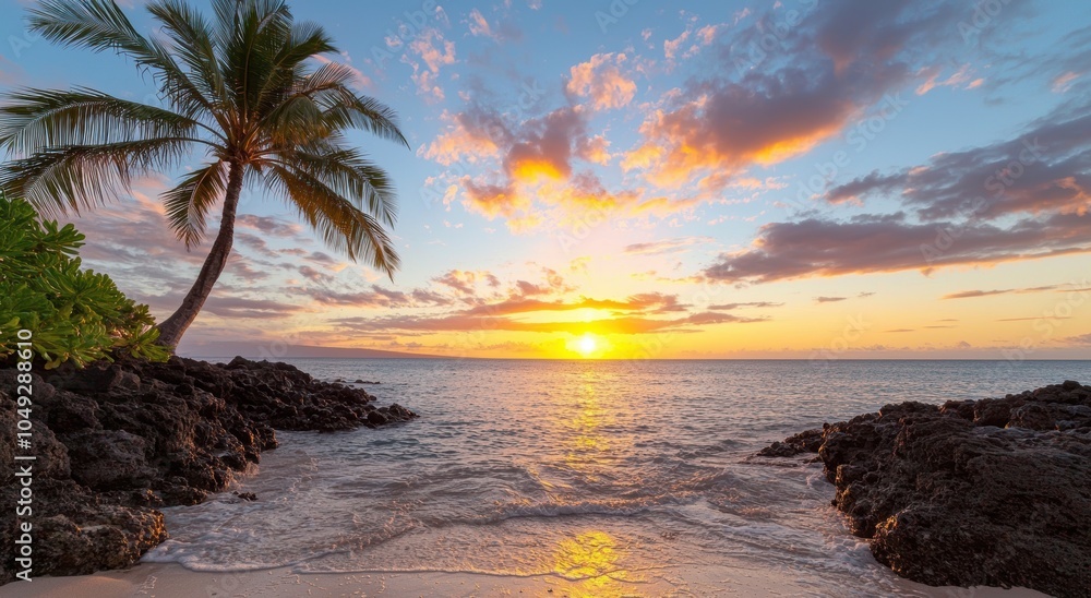Stunning tropical sunset over the ocean Stunning tropical sunset over the ocean