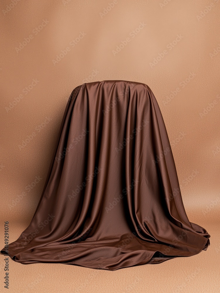 Naklejka premium Draped brown fabric on plain background