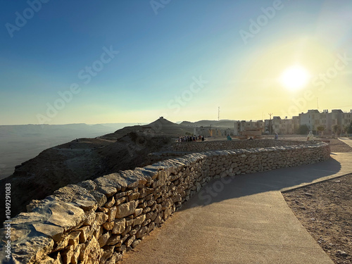 Promenade over the erosion crater Makhtesh Ramon photo