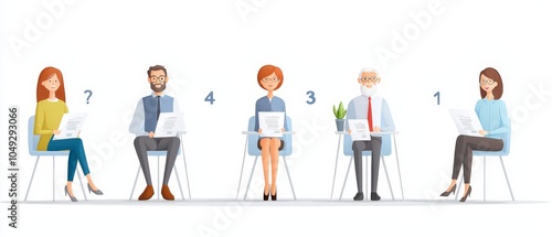 Flat Design of HR Teams Evaluating Resumes