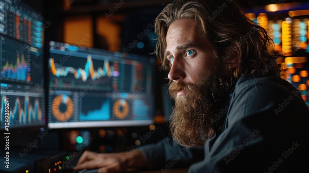 Creative Manager at Work: Analyzing Stock Market Graphs on Multi-Monitor Setup Creative Manager at Work: Analyzing Stock Market Graphs on Multi-Monitor Setup