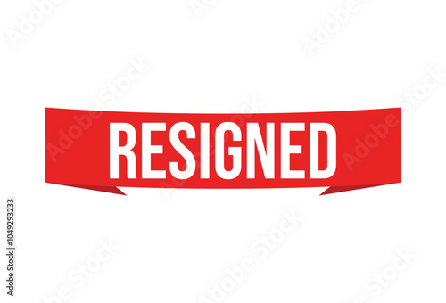 Resigned red vector banner illustration isolated on white background