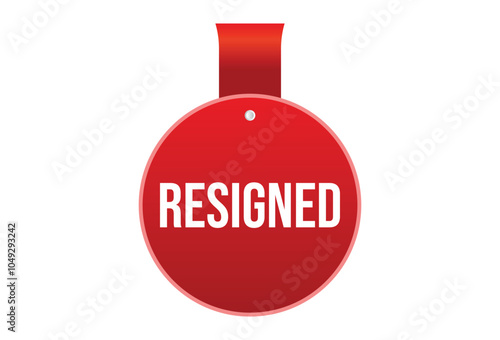 Resigned red vector banner illustration isolated on white background