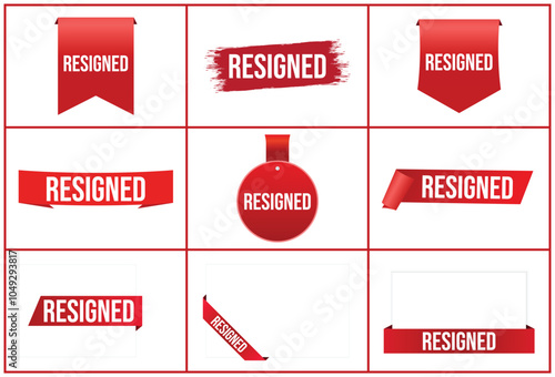 Resigned red vector banner illustration isolated on white background