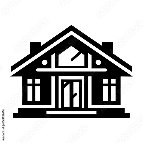 Icon Vector of a Contemporary House or Villa, Highlighting Stylish Architecture for Modern Residential Property Design.