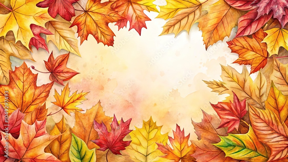 Watercolor fall leaf pattern on water background Watercolor fall leaf pattern on water background