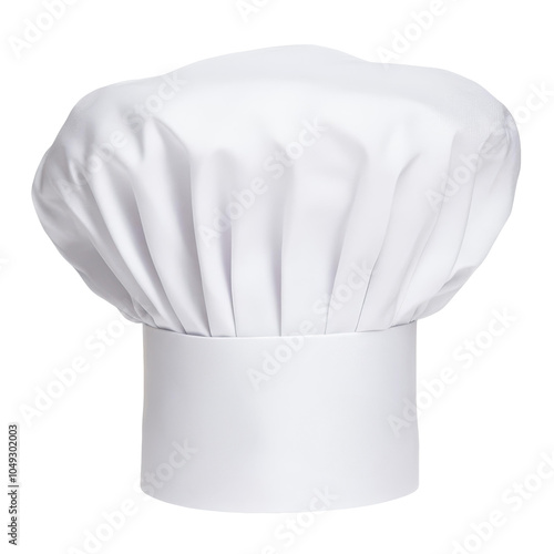 A classic chef hat on a bright white background, symbolizing culinary expertise and kitchen creativity. Perfect for food lovers. photo