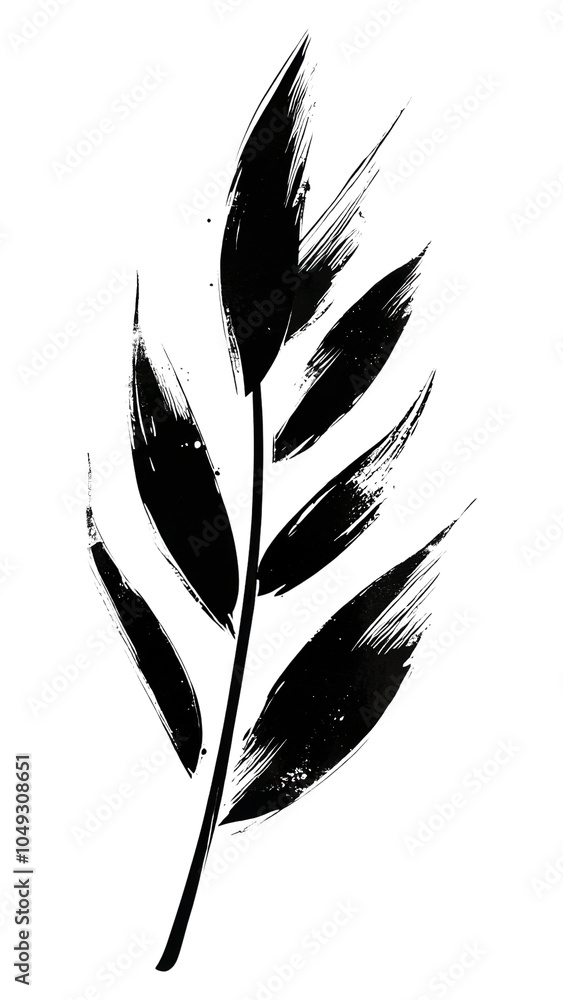 Obraz premium PNG Leaf drawing black art.