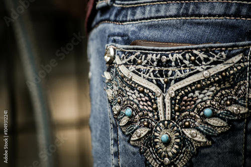 blue jeans with diamonds