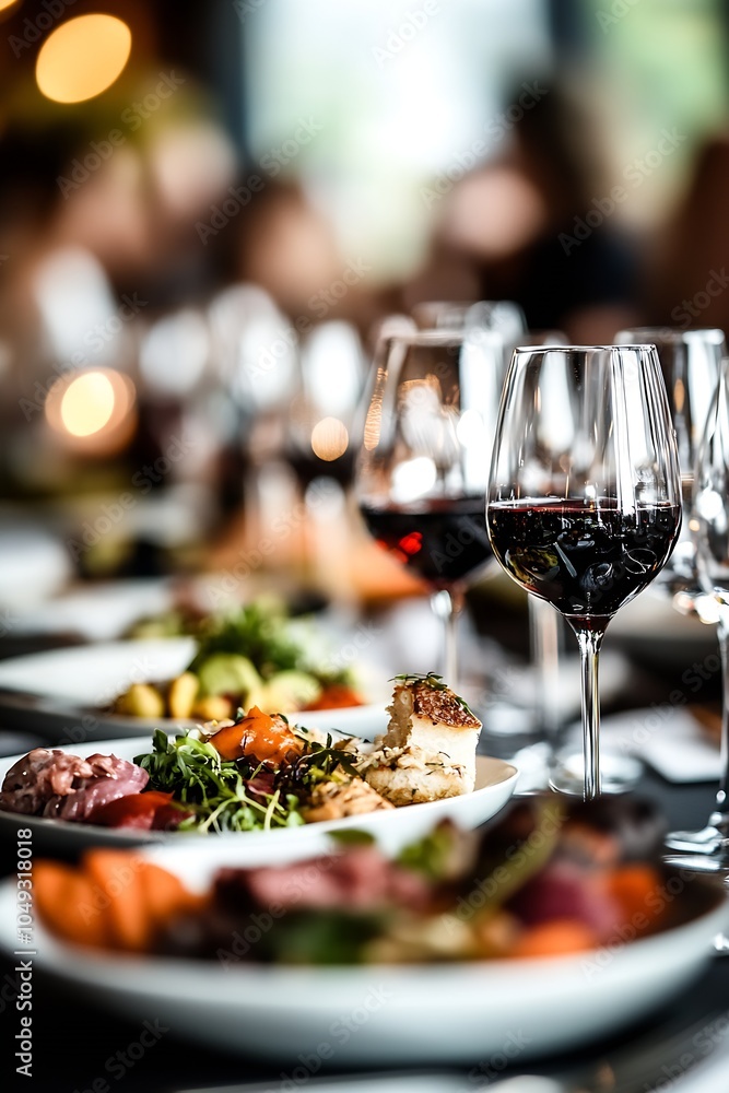 Elegant Dining Experience with Red Wine and Gourmet Plates : Generative AI Elegant Dining Experience with Red Wine and Gourmet Plates : Generative AI