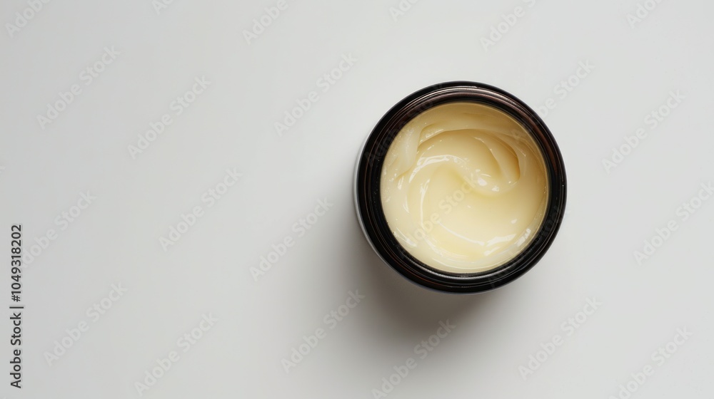 Close-up of a container of thick white cream Close-up of a container of thick white cream