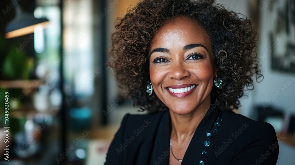 Confident Businesswoman Smiling in Portrait Setting Confident Businesswoman Smiling in Portrait Setting