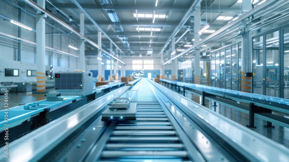 Fototapeta premium Industrial Conveyor System in a Modern Factory