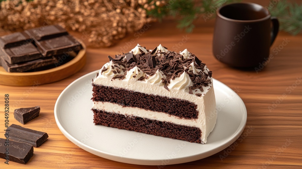 Chocolate Layer Cake with Cream and Shavings Chocolate Layer Cake with Cream and Shavings