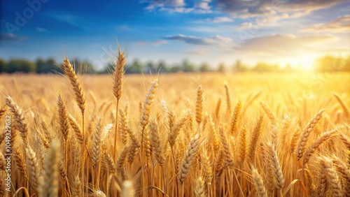 Minimalist countryside field background of wheat leaves in macro photography