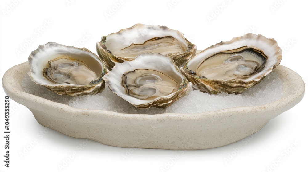Fresh Oysters on Ice in a Serving Dish Fresh Oysters on Ice in a Serving Dish