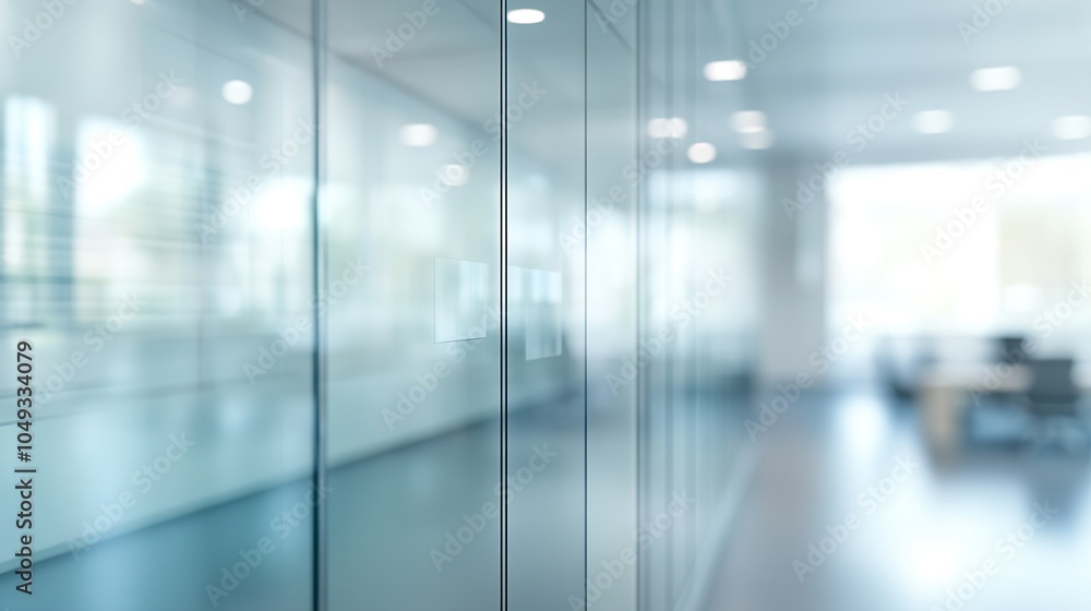 Fototapeta premium Contemporary Office Space with Glass Walls and Spacious Layout : Generative AI
