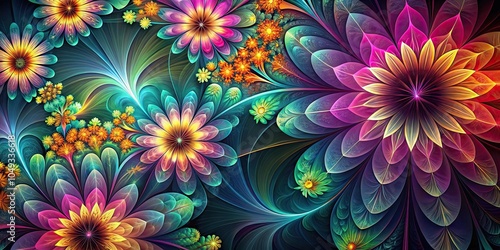 Wallpaper Mural Abstract floral fractal art background resembling flowers or fans, fractal, abstract, art, background, flowers, fans Torontodigital.ca