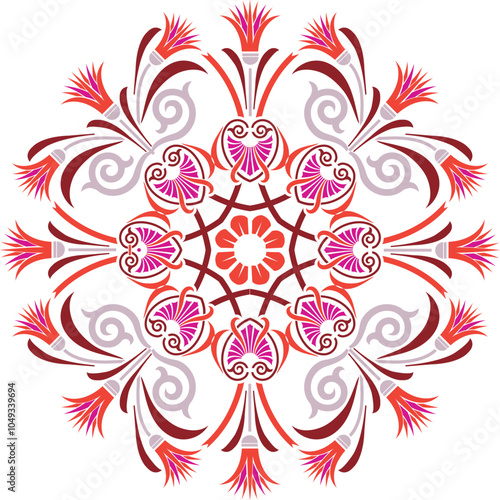 Floral border in medieval style. Ornament of interwoven stems, foliage, and flowers. Vector edging, design elements, and page decoration	
