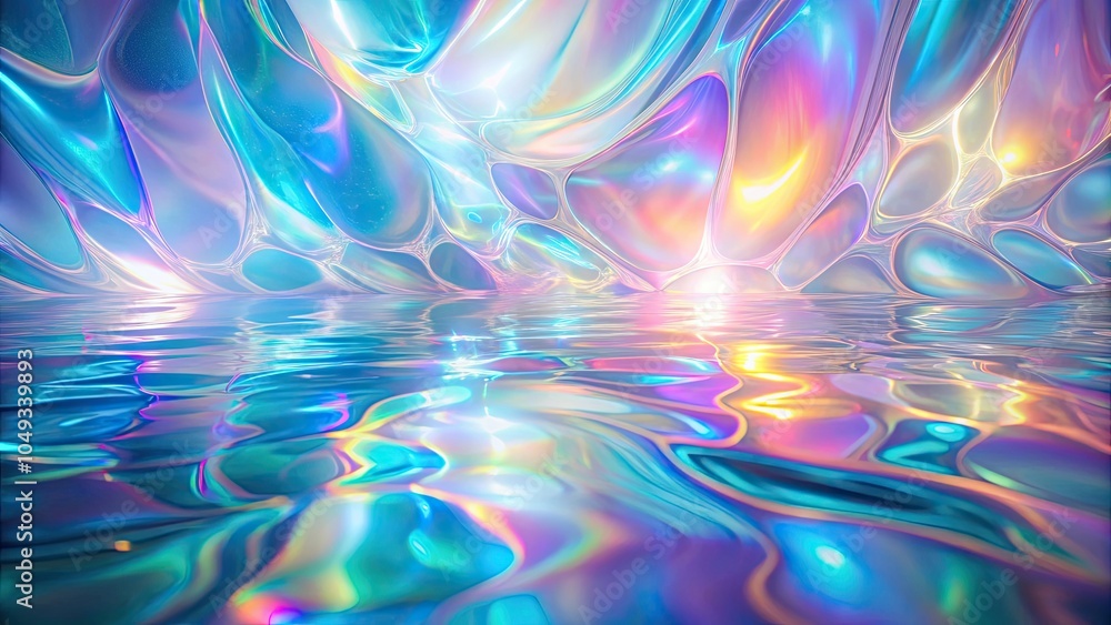 Fototapeta premium Holographic background with light refraction and iridescent effect, holographic, background, light refraction
