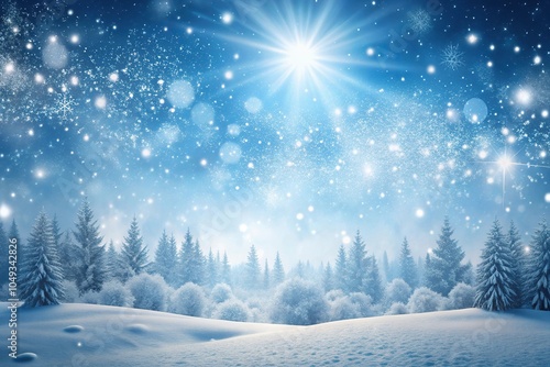 Wallpaper Mural Frosty snowflakes falling gently on a winter landscape background, snowy hills, peaceful scene, cold weather Torontodigital.ca