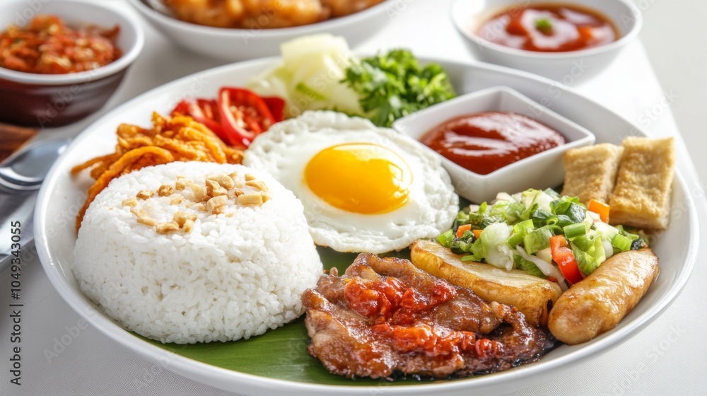 Hearty Asian Breakfast Dishes in Bright Morning Light Hearty Asian Breakfast Dishes in Bright Morning Light