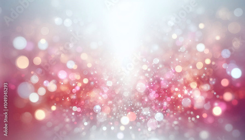 Abstract pink bokeh background with blurred lights and space for text, light grey and silver colors. Generative AI.